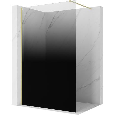 Mexen Kioto perete de duș Walk-in 130 x 200 cm, ombre negru 8 mm, aurit periat - 800-130-101-55-76
