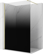Mexen Kioto perete de duș Walk-in 140 x 200 cm, ombre negru 8 mm, auriu periat - 800-140-101-55-76
