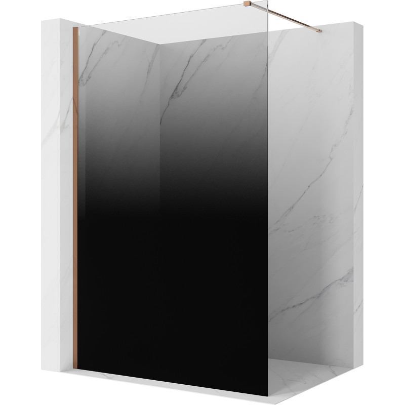 Mexen Kioto Panou de duș Walk-in 140 x 200 cm, ombre negru 8 mm, aur roz - 800-140-101-60-76