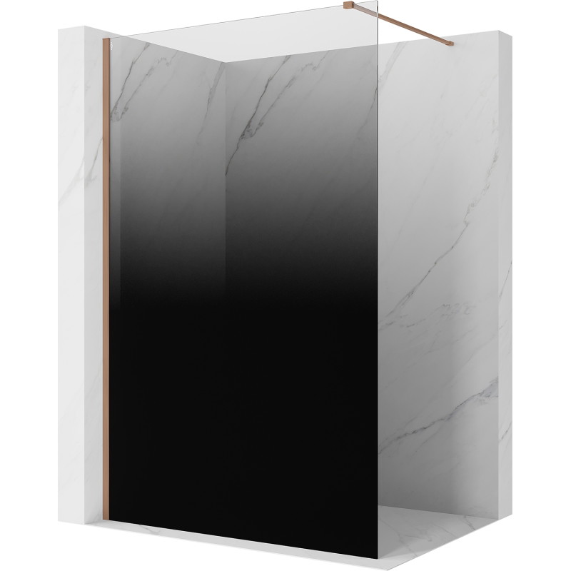 Mexen Kioto panou de duș Walk-in 70 x 200 cm, ombre negru 8 mm, cupru periat - 800-070-101-65-76