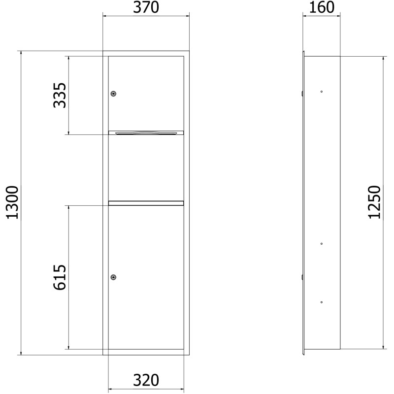 Mexen Linox recipient încastrat pentru prosoape de hârtie cu coș, inox - 70K003-01 - 70K002-01