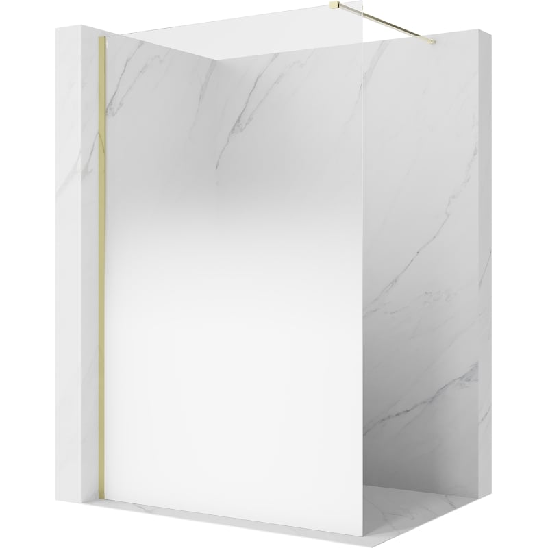 Mexen Kioto Walk-in zuhanyfal 130 x 200 cm, fehér ombre 8 mm, arany - 800-130-101-50-86