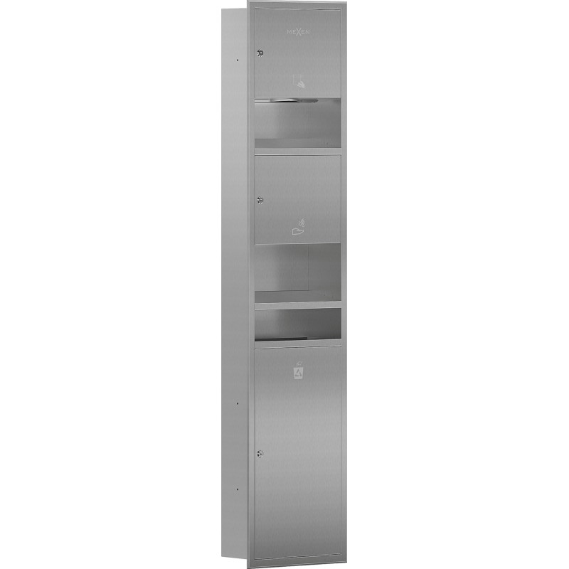 Mexen Linox befalazott papírtörlő tartó kézszárítóval és szemetes, inox - 70K001-01