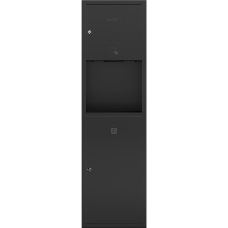 Mexen Linox container încastrat pentru prosoape de hârtie cu coș, negru mat - 70K003-70 - 70K002-70