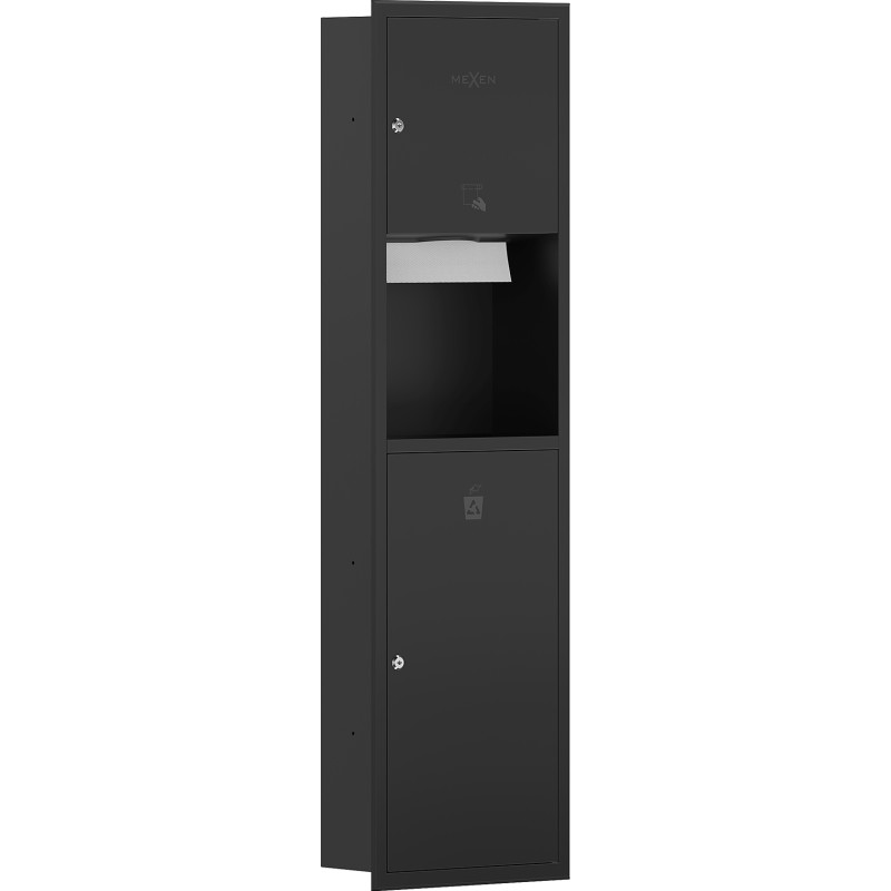 Mexen Linox container încastrat pentru prosoape de hârtie cu coș, negru mat - 70K003-70 - 70K002-70