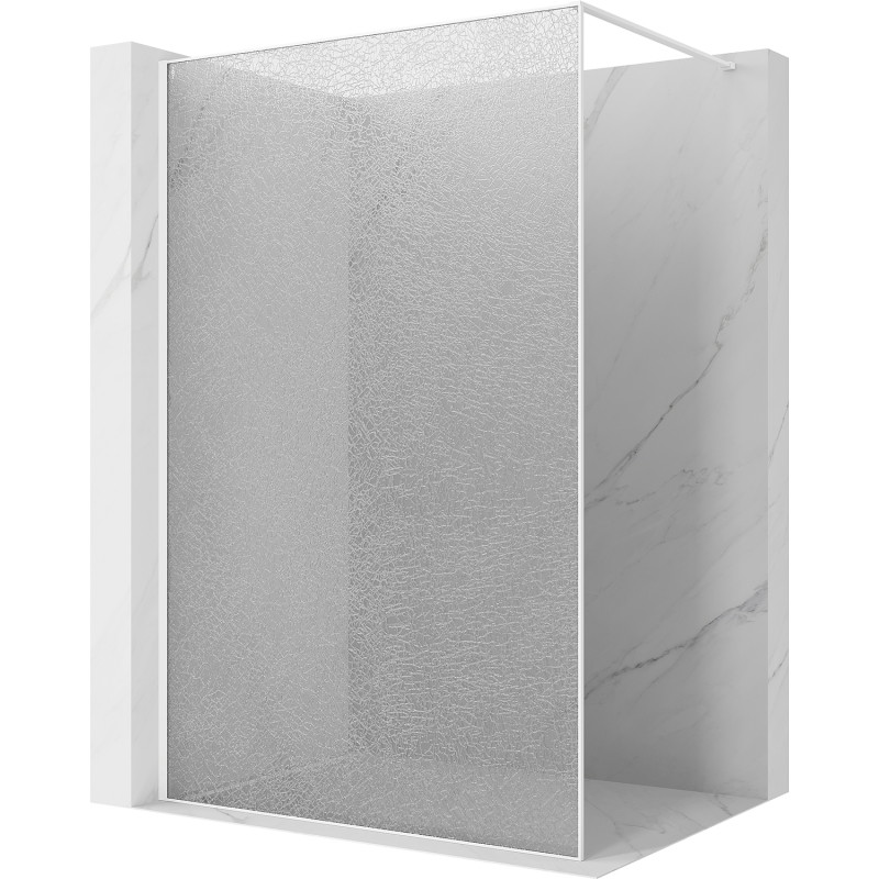 Mexen Kioto Walk-in zuhanyfal 80 x 200 cm, crackle átlátszó 12 mm, fehér - 800-080-101-20-04-X