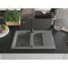 Mexen Gaspar Chiuvetă de granit de 1,5 compartiment cu picurător și baterie de bucătărie Telma, gri - 6507-71-670200-70-B