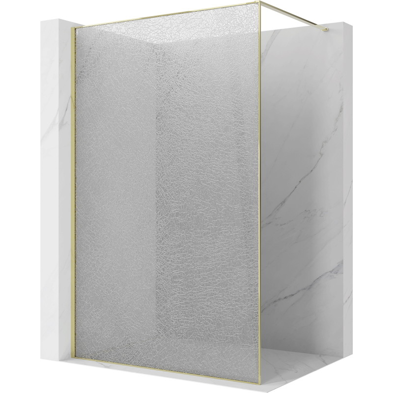 Mexen Kioto perete de duș Walk-in 140 x 200 cm, crackle transparent 12 mm, auriu - 800-140-101-50-04-X