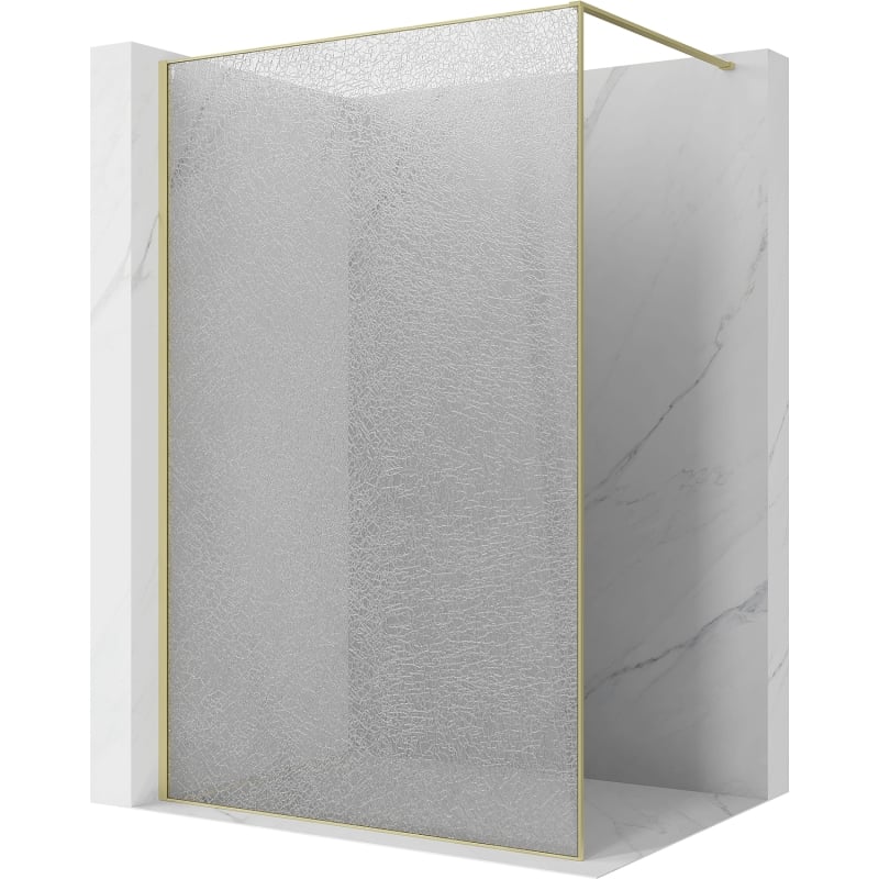 Mexen Kioto perete de duș Walk-in 90 x 200 cm, crackle transparent 12 mm, auriu periat - 800-090-101-55-04-X