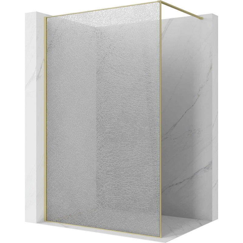 Mexen Kioto perete de duș Walk-in 120 x 200 cm, crackle transparent 12 mm, auriu periat - 800-120-101-55-04-X