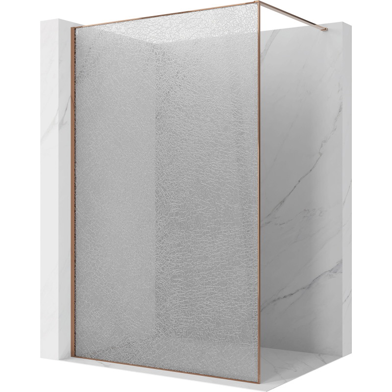Mexen Kioto Walk-in zuhanyfal 100 x 200 cm, átlátszó repedezett 12 mm, rózsaarany - 800-100-101-60-04-X