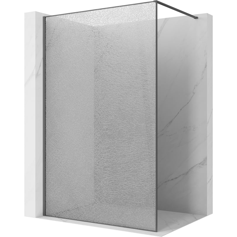 Mexen Kioto Walk-in zuhanyfal 110 x 200 cm, crackle átlátszó 12 mm, gun gray kefe - 800-110-101-66-04-X