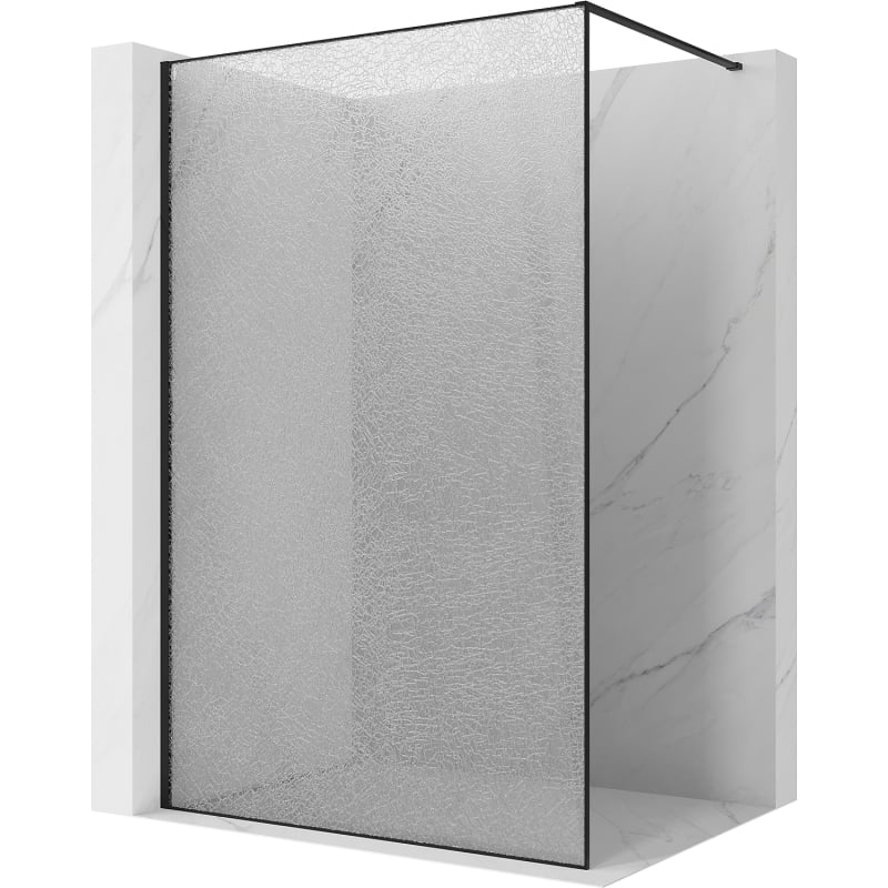 Mexen Kioto Perete de duș Walk-in 100 x 200 cm, crackle transparent 12 mm, negru - 800-100-101-70-04-X