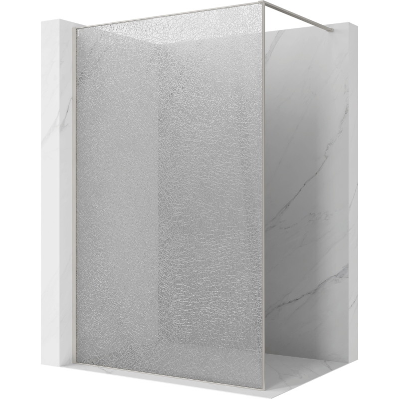 Mexen Kioto Walk-in zuhanyfal 100 x 200 cm, crackle átlátszó 12 mm, selyemfényű nikkel - 800-100-101-97-04-X