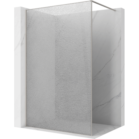 Mexen Kioto Walk-in zuhanyfal 130 x 200 cm, crackle átlátszó 12 mm, kefélt nikkel - 800-130-101-97-04-X