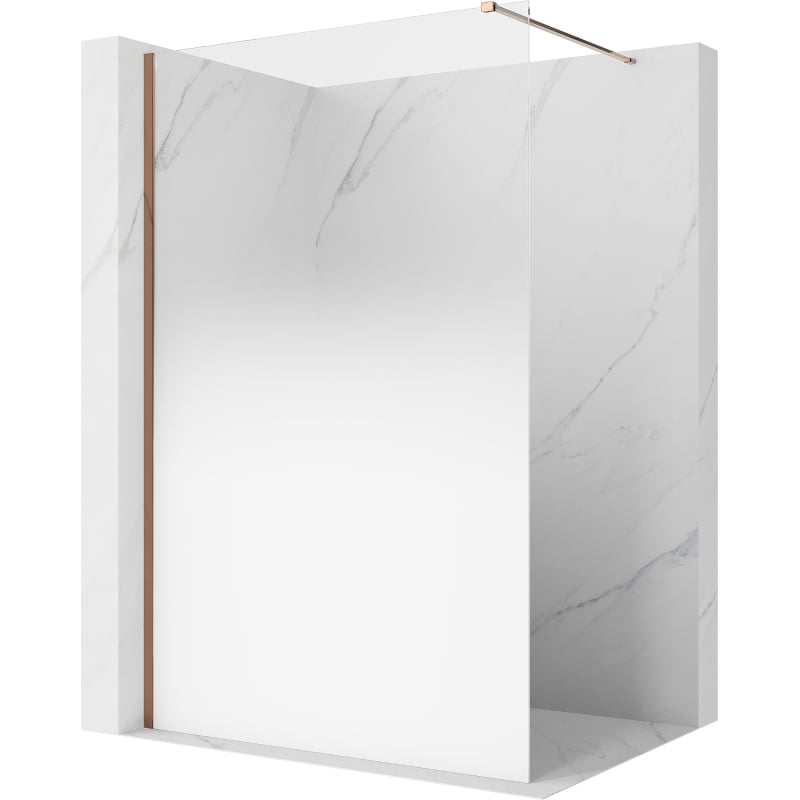 Mexen Kioto Walk-in zuhanyfal 130 x 200 cm, fehér ombre 8 mm, rózsaarany - 800-130-101-60-86