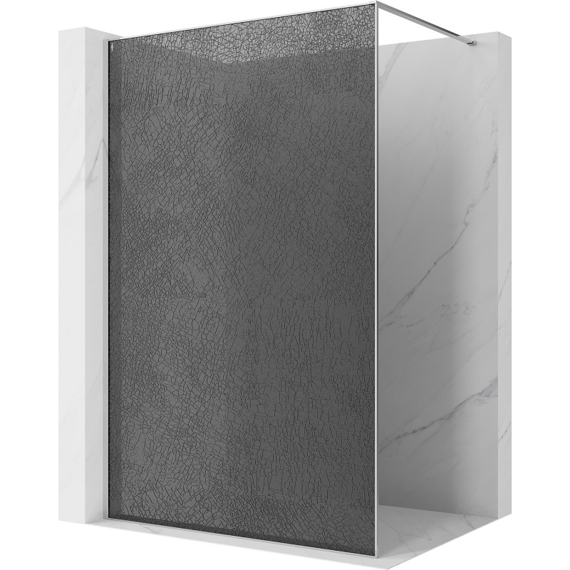 Mexen Kioto perete pentru duș Walk-in 130 x 200 cm, crackle grafit 12 mm, crom - 800-130-101-01-44-X