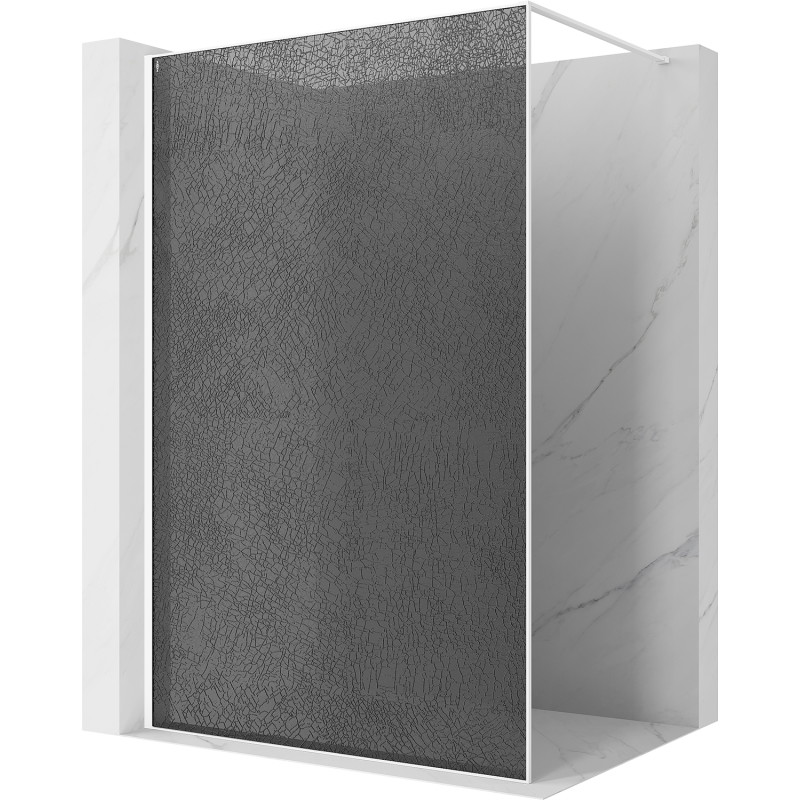 Mexen Kioto Walk-in zuhanyfal, 80 x 200 cm, crackle grafit, 12 mm, fehér - 800-080-101-20-44-X