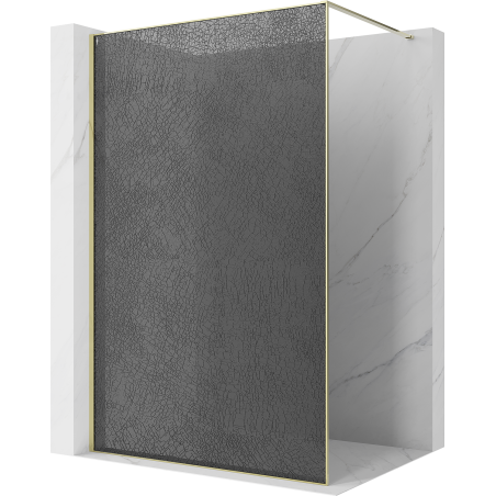 Mexen Kioto perete de duș Walk-in 90 x 200 cm, crackle grafit 12 mm, auriu - 800-090-101-50-44-X