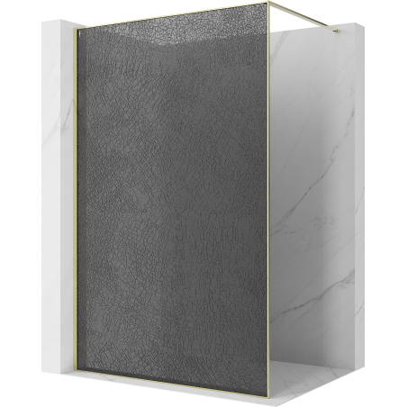 Mexen Kioto perete de duș Walk-in 130 x 200 cm, crackle grafit 12 mm, auriu - 800-130-101-50-44-X