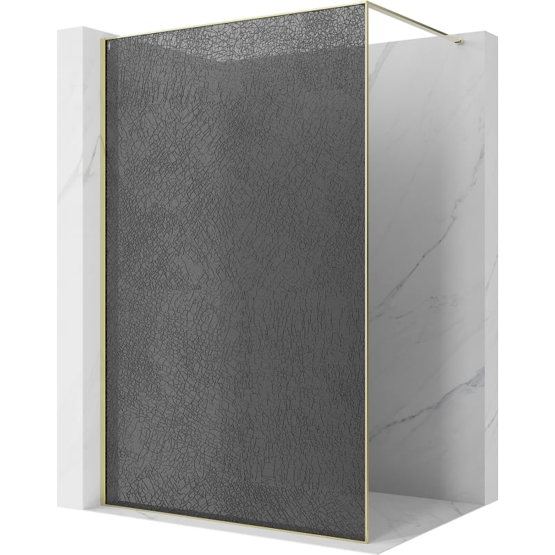 Mexen Kioto Walk-in zuhanyfal 160 x 200 cm, grafit repedezett 12 mm, arany - 800-160-101-50-44-X