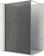 Mexen Kioto perete de duș Walk-in 90 x 200 cm, crackle grafit 12 mm, auriu periat - 800-090-101-55-44-X