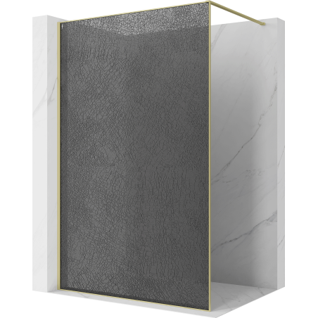 Mexen Kioto Perete de duș Walk-in 130 x 200 cm, crackle grafit 12 mm, auriu periat - 800-130-101-55-44-X