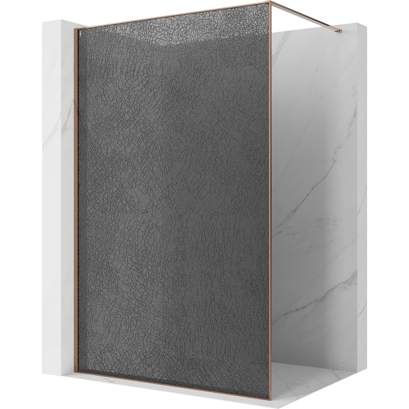 Mexen Kioto panou de duș Walk-in 130 x 200 cm, crackle grafit 12 mm, aur roz - 800-130-101-60-44-X