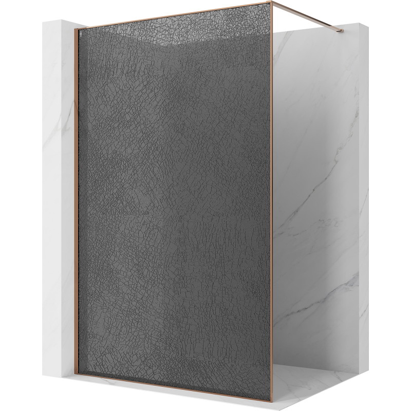 Mexen Kioto Walk-in zuhanyfal 150 x 200 cm, crackle grafit 12 mm, rózsaarany színben - 800-150-101-60-44-X