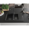 Mexen Gaspar chiuvetă de granit cu 1,5 compartimente, cu scurgător și baterie de bucătărie Telma, negru/argintiu