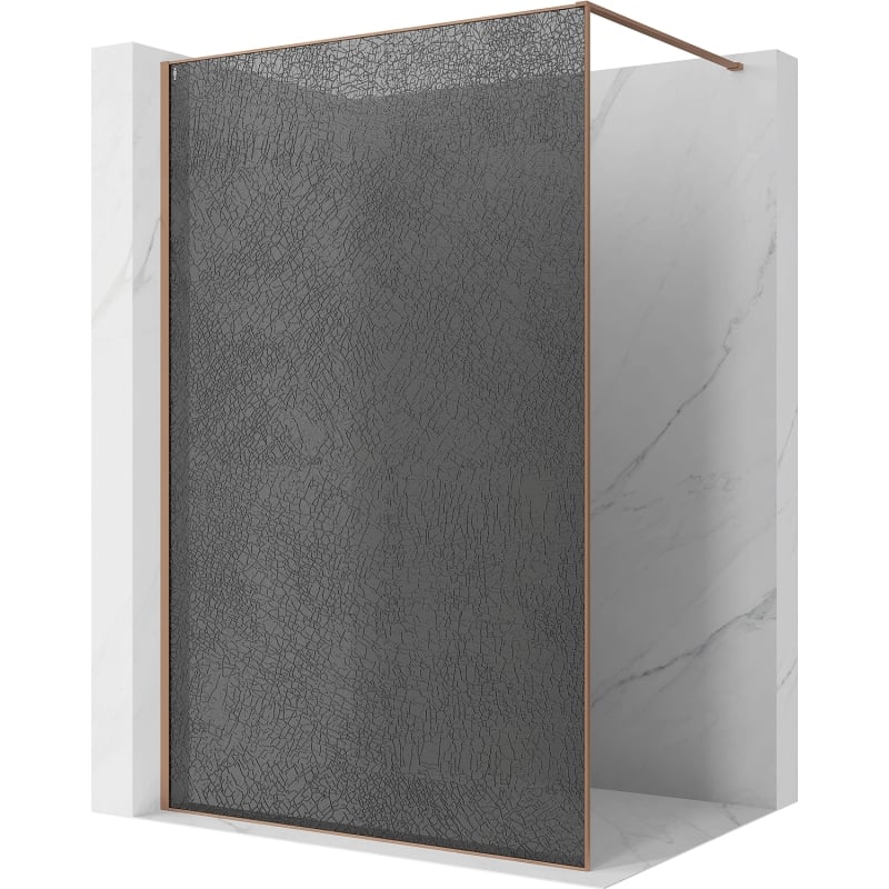 Mexen Kioto Walk-in zuhanyfal 160 x 200 cm, crackle grafit 12 mm, kefélt réz - 800-160-101-65-44-X