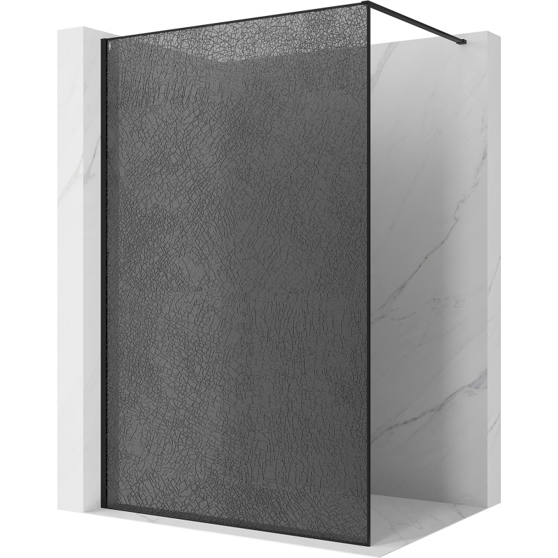 Mexen Kioto perete de duș Walk-in 70 x 200 cm, crackle grafit 12 mm, negru - 800-070-101-70-44-X