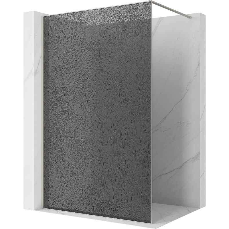 Mexen Kioto perete de duș Walk-in 120 x 200 cm, crackle grafit 12 mm, nichel periat - 800-120-101-97-44-X