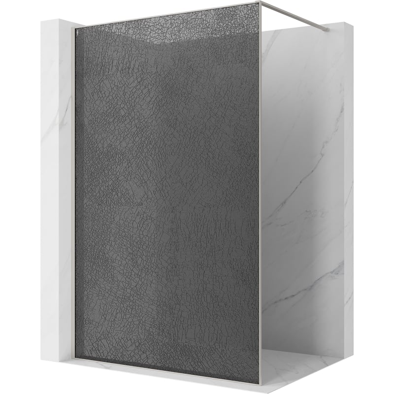 Mexen Kioto Walk-in zuhanyfal 160 x 200 cm, crackle grafit 12 mm, csiszolt nikkel - 800-160-101-97-44-X