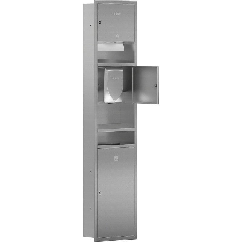 Mexen Linox befalazott papírtörlő tartó kézszárítóval és szemetes, inox - 70K001-01