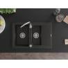 Mexen Gaspar Chiuvetă de granit de 1,5 compartiment cu picurător și baterie de bucătărie Telma, Neagră/Auriu - 6507-75-670200-00