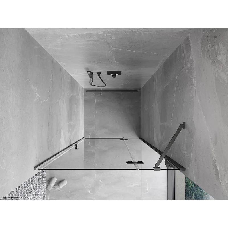 Mexen Mist-H jobbra nyíló zuhanyajtó 110 cm, átlátszó, szálcsiszolt szürke - 8A5-110-000-66-00-P