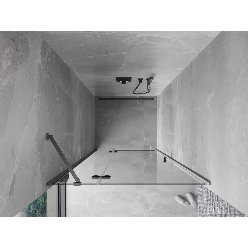 Mexen Mist-H ușă de duș batantă stânga 100 cm, transparentă, metal pistol - 8A5-100-000-95-00-L