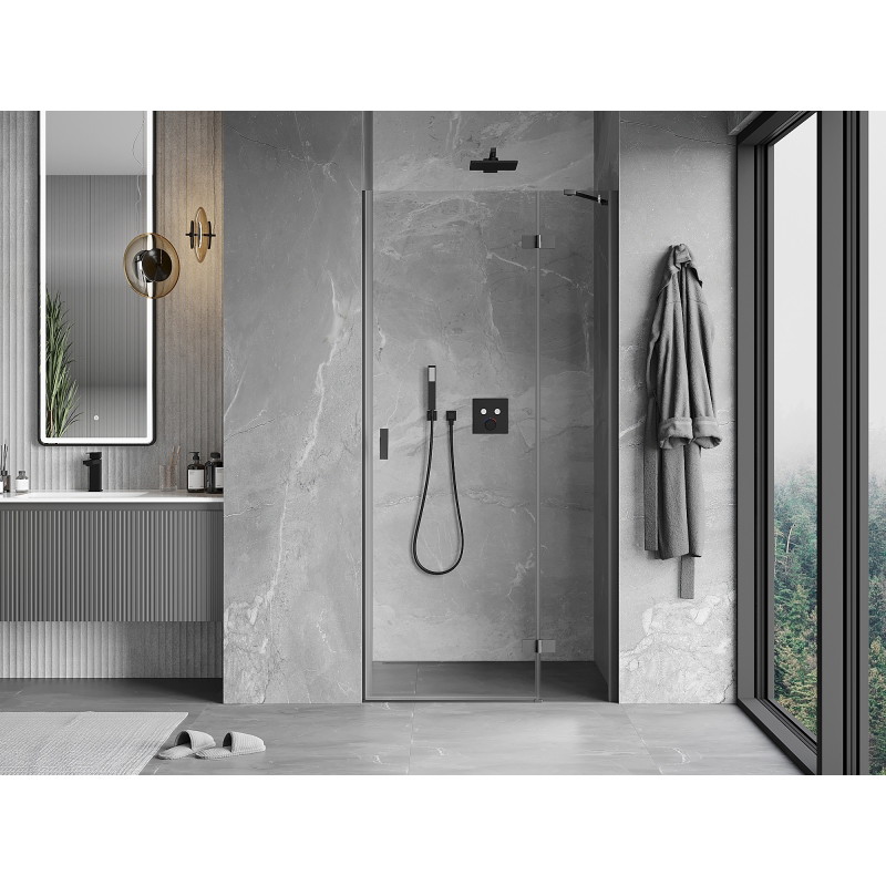 Mexen Mist-H 110 cm-es jobb oldali nyíló zuhanyajtó, átlátszó, sötétszürke fém - 8A5-110-000-95-00-P