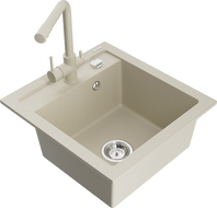 Mexen Vito 1-medencés gránit mosogató Duero konyhai csappal, bézs - 6503-69-671600-69