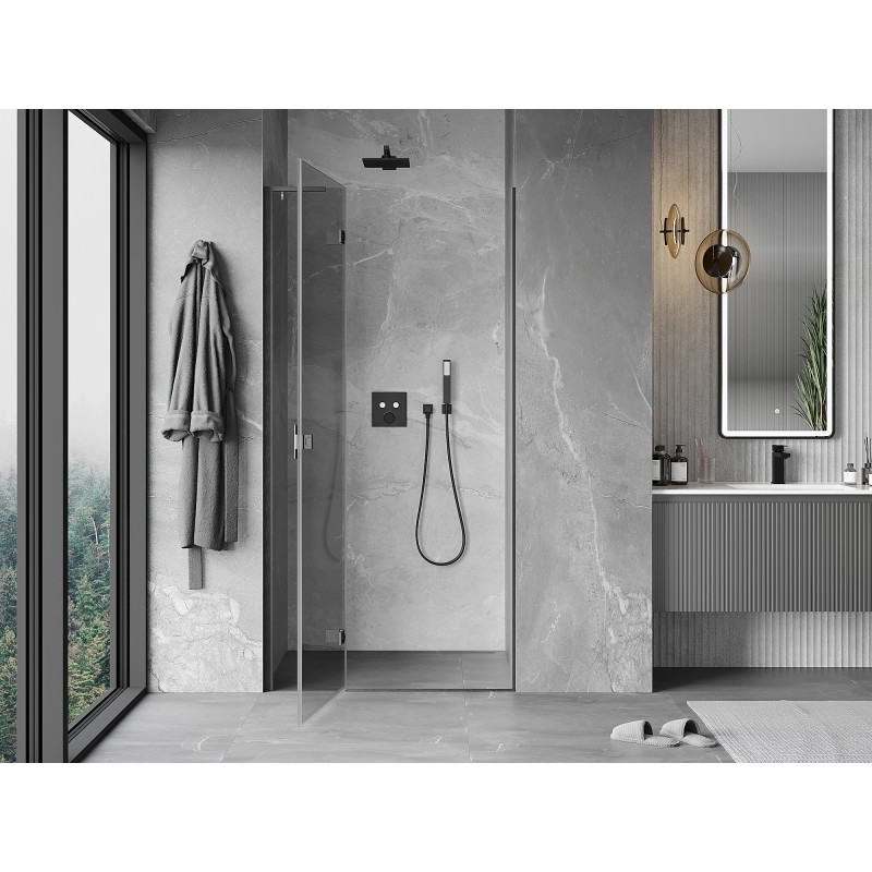 Mexen Mist-H L ușă de duș batantă stânga 120 cm, transparentă, gri armat periat - 8A5L-120-000-66-00-L