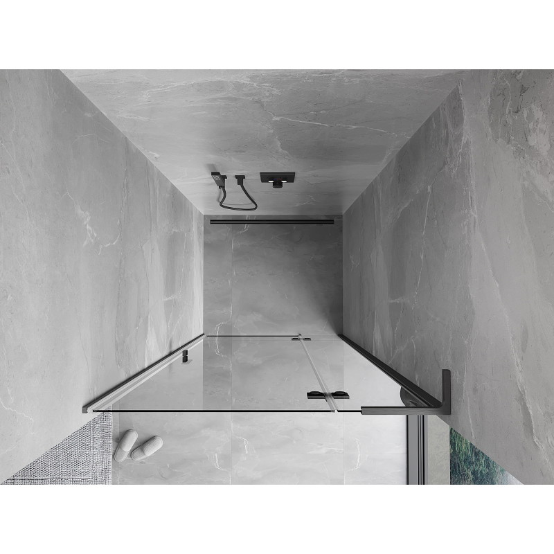 Mexen Mist-H L 90 cm-es, átlátszó, jobb oldali, hajlítható zuhanyajtó, gun gray kefezett - 8A5L-090-000-66-00-P