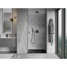 Mexen Mist-H L 95 cm-es, jobboldali nyíló zuhanyajtó, átlátszó, szálcsiszolt fegyverszürke - 8A5L-095-000-66-00-P