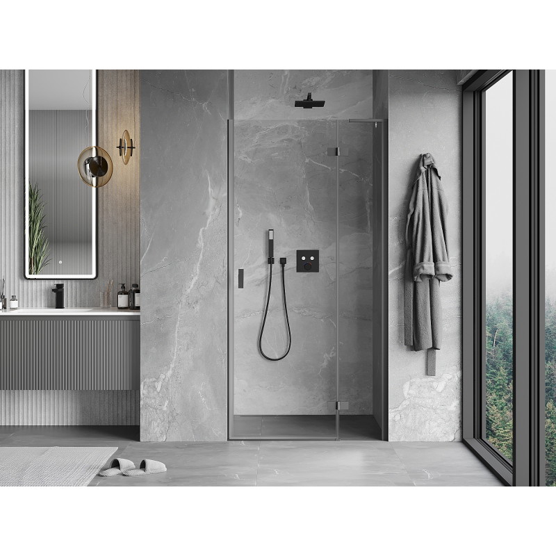 Mexen Mist-H L ușă de duș pivotantă dreapta 85 cm, transparentă, negru metalic - 8A5L-085-000-95-00-P