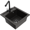 Mexen Vito chiuvetă de granit cu 1 compartiment cu baterie de bucătărie Duero, negru/auriu metalizat - 6503-75-671600-70-B