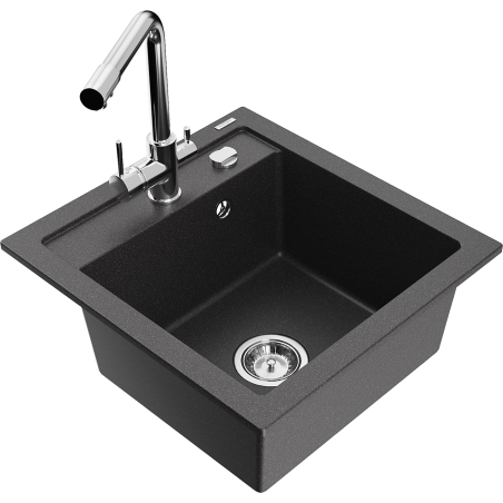 Mexen Vito chiuvetă de bucătărie 1-cameră cu baterie de bucătărie Duero, negru pătat - 6503-76-671600-00