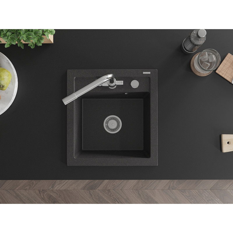 Mexen Vito chiuvetă de bucătărie 1-cameră cu baterie de bucătărie Duero, negru pătat - 6503-76-671600-00