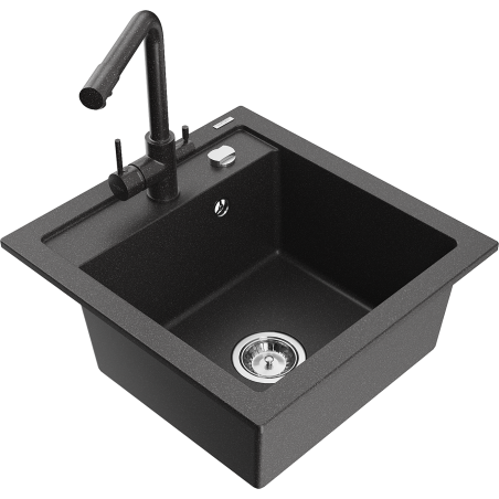 Mexen Vito chiuvetă de granit cu 1 compartiment cu baterie de bucătărie Duero, negru cu pete - 6503-76-671600-76