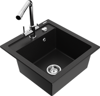 Mexen Vito egykamrás gránit mosogató Duero konyhai csapteleppel, fekete - 6503-77-671600-00
