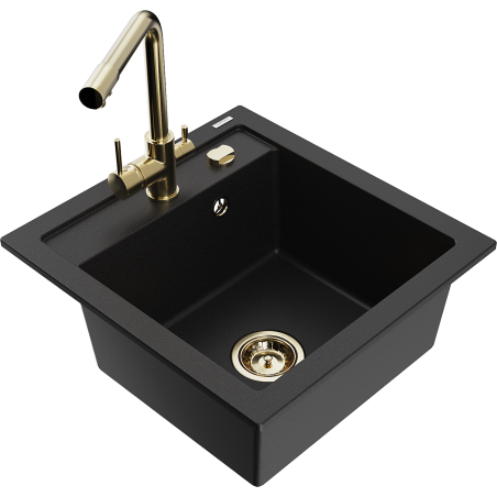 Mexen Vito chiuvetă de bucătărie granit 1-cameră cu baterie Duero, negru - 6503-77-671600-50